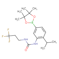 Chemical structure of 1-[2-(propan-2-yl)-5-(4,4,5,5-tetramethyl-1,3,2-dioxaborolan-2-yl)phenyl]-3-(3,3,3-trifluoropropyl)urea - CSSB21332086138