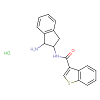 Chemical structure of N-(1-amino-2,3-dihydro-1H-inden-2-yl)-1-benzothiophene-3-carboxamide hydrochloride - CSSB20620704595