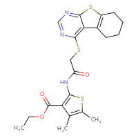 Chemical structure of ethyl 4,5-dimethyl-2-(2-{8-thia-4,6-diazatricyclo[7.4.0.0²,⁷]trideca-1(9),2,4,6-tetraen-3-ylsulfanyl}acetamido)thiophene-3-carboxylate - CSSB00027950461