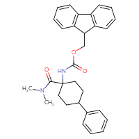 Chemical structure of (9H-fluoren-9-yl)methyl N-[1-(dimethylcarbamoyl)-4-phenylcyclohexyl]carbamate - CSSB21043414136