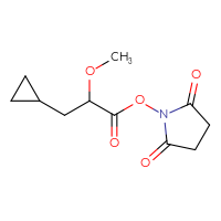 Chemical structure of 2,5-dioxopyrrolidin-1-yl 3-cyclopropyl-2-methoxypropanoate - CSSB20269569411