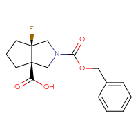 Chemical structure of (3aS,6aR)-2-[(benzyloxy)carbonyl]-6a-fluoro-octahydrocyclopenta[c]pyrrole-3a-carboxylic acid - CSSB20621800570