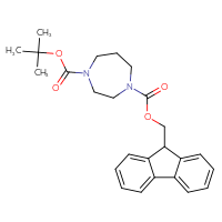 Chemical structure of 1-tert-butyl 4-(9H-fluoren-9-yl)methyl 1,4-diazepane-1,4-dicarboxylate - CSSB06726427115