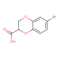Chemical structure of 6-bromo-2,3-dihydro-1,4-benzodioxine-2-carboxylic acid - CSSB00010987808