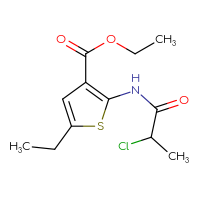 Chemical structure of ethyl 2-(2-chloropropanamido)-5-ethylthiophene-3-carboxylate - CSSB00000427726