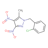 Chemical structure of 1-[(2-chlorophenyl)methyl]-5-methyl-3,4-dinitro-1H-pyrazole - CSSB00015198138