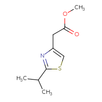 Chemical structure of methyl 2-[2-(propan-2-yl)-1,3-thiazol-4-yl]acetate - CSSB00011294833