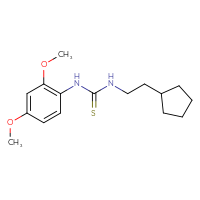 Chemical structure of 3-(2-cyclopentylethyl)-1-(2,4-dimethoxyphenyl)thiourea - CSSB21432509918