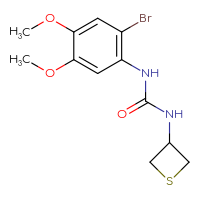 Chemical structure of 1-(2-bromo-4,5-dimethoxyphenyl)-3-(thietan-3-yl)urea - CSSB02022059260