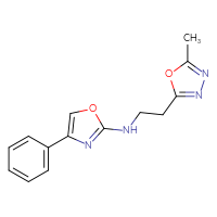 Chemical structure of N-[2-(5-methyl-1,3,4-oxadiazol-2-yl)ethyl]-4-phenyl-1,3-oxazol-2-amine - CSSB15212311769