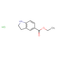 Chemical structure of ethyl 2,3-dihydro-1H-indole-5-carboxylate hydrochloride - CSSB20963516850