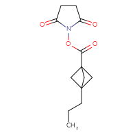 Chemical structure of 2,5-dioxopyrrolidin-1-yl 3-propylbicyclo[1.1.1]pentane-1-carboxylate - CSSB06433472893