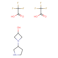 Chemical structure of 1-(pyrrolidin-3-yl)azetidin-3-ol; bis(trifluoroacetic acid) - CSSB00132302068