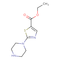 Chemical structure of ethyl 2-(piperazin-1-yl)-1,3-thiazole-5-carboxylate - CSSB00000764357