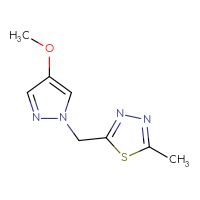 Chemical structure of 2-[(4-methoxy-1H-pyrazol-1-yl)methyl]-5-methyl-1,3,4-thiadiazole - CSSB00155449138