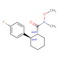Chemical structure of rac-(1R,2R)-2-(4-fluorophenyl)-N-methoxy-N-methylcyclohexane-1-carboxamide - CSSB21291563000