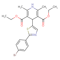 Chemical structure of 3,5-diethyl 4-[2-(4-bromophenyl)-1,3-thiazol-5-yl]-2,6-dimethyl-1,4-dihydropyridine-3,5-dicarboxylate - CSSB20539823032