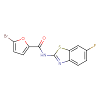 Chemical structure of 5-bromo-N-(6-fluoro-1,3-benzothiazol-2-yl)furan-2-carboxamide - CSSB00132446329
