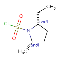 Chemical structure of rac-(2R,5S)-2-ethyl-5-methylpyrrolidine-1-sulfonyl chloride - CSSB15005990293