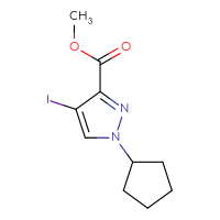 Chemical structure of methyl 1-cyclopentyl-4-iodo-1H-pyrazole-3-carboxylate - CSSB00011161585