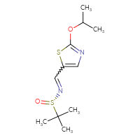 Chemical structure of (S)-2-methyl-N-{[2-(propan-2-yloxy)-1,3-thiazol-5-yl]methylidene}propane-2-sulfinamide - CSSB20866723398