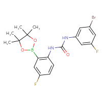 Chemical structure of 1-(3-bromo-5-fluorophenyl)-3-[4-fluoro-2-(4,4,5,5-tetramethyl-1,3,2-dioxaborolan-2-yl)phenyl]urea - CSSB21332157112