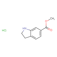Chemical structure of methyl 2,3-dihydro-1H-indole-6-carboxylate hydrochloride - CSSB00020659509