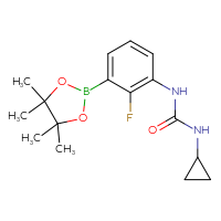 Chemical structure of 3-cyclopropyl-1-[2-fluoro-3-(4,4,5,5-tetramethyl-1,3,2-dioxaborolan-2-yl)phenyl]urea - CSSB00022001242