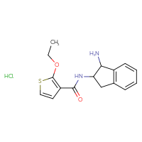 Chemical structure of N-(1-amino-2,3-dihydro-1H-inden-2-yl)-2-ethoxythiophene-3-carboxamide hydrochloride - CSSB20620704581