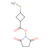 Chemical structure of 2,5-dioxopyrrolidin-1-yl 3-(methylsulfanyl)cyclobutane-1-carboxylate - CSSB02519670168