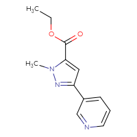 Chemical structure of ethyl 1-methyl-3-(pyridin-3-yl)-1H-pyrazole-5-carboxylate - CSSB00103387559