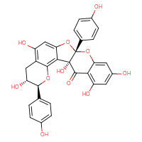 Chemical structure of (1S,5S,6R,13R)-1,6,9,17,19-pentahydroxy-5,13-bis(4-hydroxyphenyl)-4,12,14-trioxapentacyclo[11.8.0.0²,¹¹.0³,⁸.0¹⁵,²⁰]henicosa-2,8,10,15,17,19-hexaen-21-one - CSSB20622561872