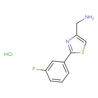 Chemical structure of 1-[2-(3-fluorophenyl)-1,3-thiazol-4-yl]methanamine hydrochloride - CSSB00020639008