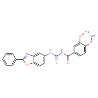Chemical structure of 1-(3,4-dimethoxybenzoyl)-3-(2-phenyl-1,3-benzoxazol-5-yl)thiourea - CSSB00121706461