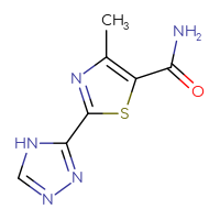 Chemical structure of 4-methyl-2-(4H-1,2,4-triazol-3-yl)-1,3-thiazole-5-carboxamide - CSSB00757454418