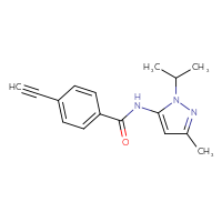 Chemical structure of 4-ethynyl-N-[3-methyl-1-(propan-2-yl)-1H-pyrazol-5-yl]benzamide - CSSB02313143763