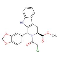 Chemical structure of methyl (1R,3S)-1-(2H-1,3-benzodioxol-5-yl)-2-(2-chloroacetyl)-1H,2H,3H,4H,9H-pyrido[3,4-b]indole-3-carboxylate - CSSB00020661146