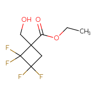 Chemical structure of ethyl 2,2,3,3-tetrafluoro-1-(hydroxymethyl)cyclobutane-1-carboxylate - CSSB14799629698