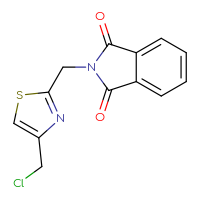 Chemical structure of 2-{[4-(chloromethyl)-1,3-thiazol-2-yl]methyl}-2,3-dihydro-1H-isoindole-1,3-dione - CSSB00000676679