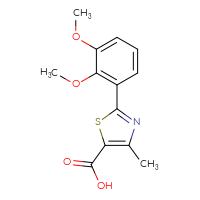 Chemical structure of 2-(2,3-dimethoxyphenyl)-4-methyl-1,3-thiazole-5-carboxylic acid - CSSB00000628210