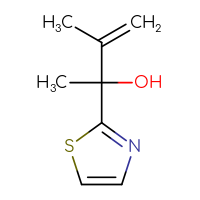 Chemical structure of 3-methyl-2-(1,3-thiazol-2-yl)but-3-en-2-ol - CSSB00023600545