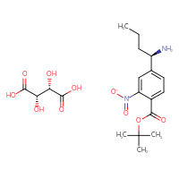 Chemical structure of (2S,3S)-2,3-dihydroxybutanedioic acid; tert-butyl 4-[(1R)-1-aminobutyl]-2-nitrobenzoate - CSSB20785370515