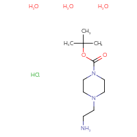 Chemical structure of tert-butyl 4-(2-aminoethyl)piperazine-1-carboxylate trihydrate hydrochloride - CSSB00015182686