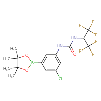 Chemical structure of 1-[3-chloro-5-(4,4,5,5-tetramethyl-1,3,2-dioxaborolan-2-yl)phenyl]-3-(1,1,1,3,3,3-hexafluoropropan-2-yl)urea - CSSB21332162171