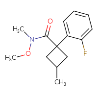 Chemical structure of 1-(2-fluorophenyl)-N-methoxy-N,3-dimethylcyclobutane-1-carboxamide - CSSB05823430393
