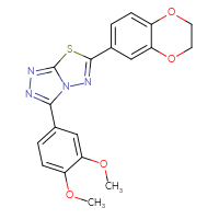 Chemical structure of 6-(2,3-dihydro-1,4-benzodioxin-6-yl)-3-(3,4-dimethoxyphenyl)-[1,2,4]triazolo[3,4-b][1,3,4]thiadiazole - CSSB00121637290