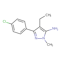 Chemical structure of 3-(4-chlorophenyl)-4-ethyl-1-methyl-1H-pyrazol-5-amine - CSSB00000361768