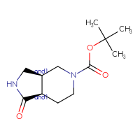 Chemical structure of rac-tert-butyl (3aR,7aS)-1-oxo-octahydro-1H-pyrrolo[3,4-c]pyridine-5-carboxylate - CSSB02125671465