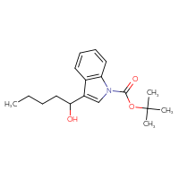 Chemical structure of tert-butyl 3-(1-hydroxypentyl)-1H-indole-1-carboxylate - CSSB20825186957