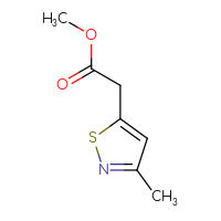 Chemical structure of methyl 2-(3-methyl-1,2-thiazol-5-yl)acetate - CSSB00029056601